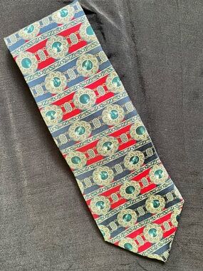 59x4” Boston Harbor silk necktie.  Colorful graphics. Preppy, Ivy League.
